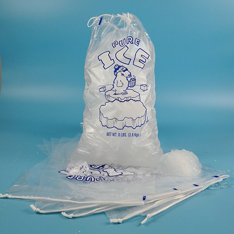 Ice Bags with Drawstring 3.6kg (8 lbs) - 100/Pack - dimensions