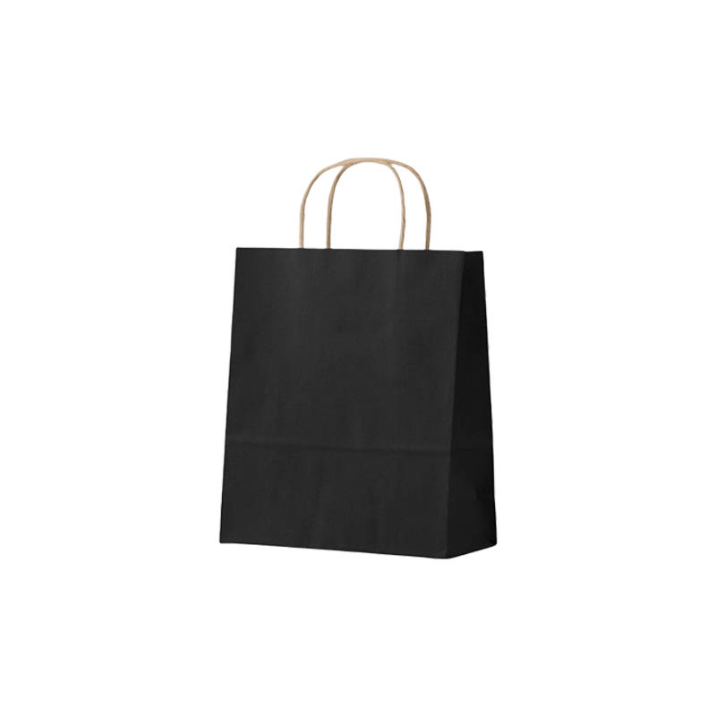 Small Paper Bags Twisted Handles 210x270mm Black - 50/Pack - dimensions