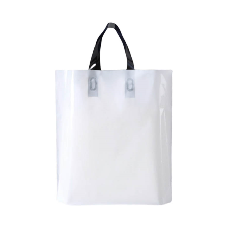 Large Plastic Tote Bags 350x450x60mm White - 100/Pack - dimensions