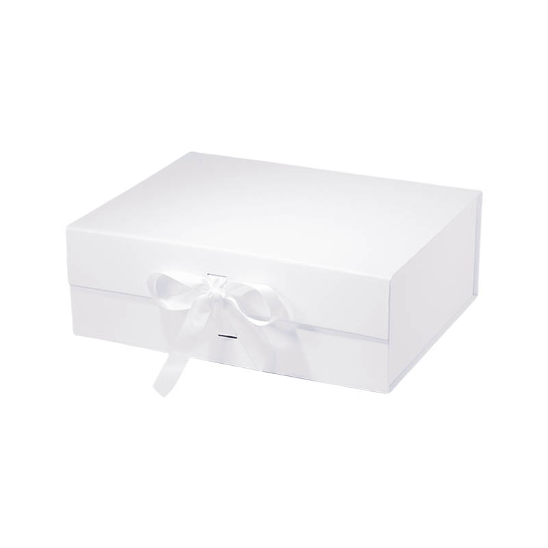 Magnetic Gift Box with Ribbon 330x255x115mm White - 25/Pack - dimensions