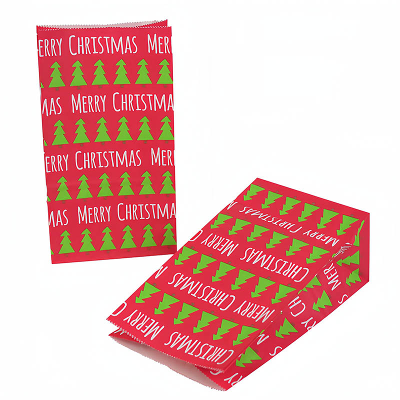 Christmas Paper Bags 130x240x80mm Tree Pattern - 50/Pack