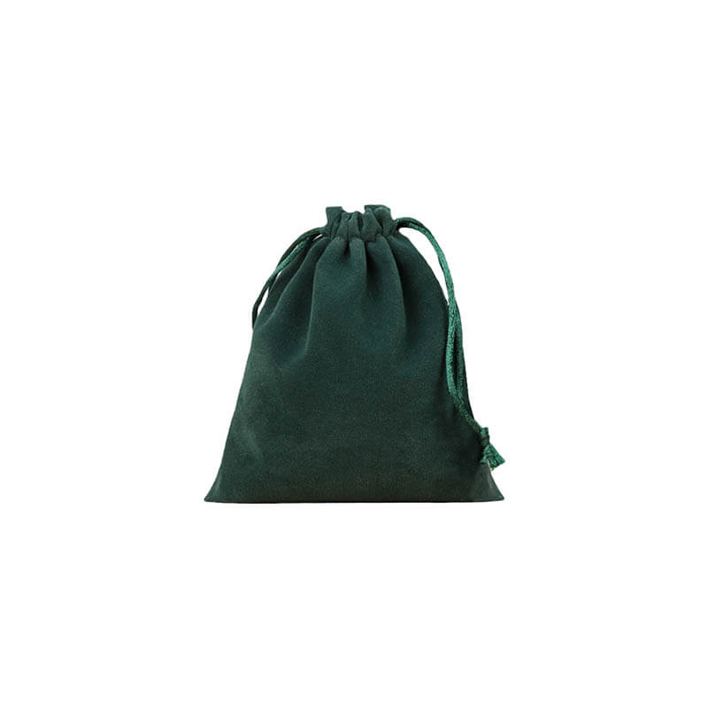 Velvet Drawstring Bags 100x120mm Dark Green - 50/Pack