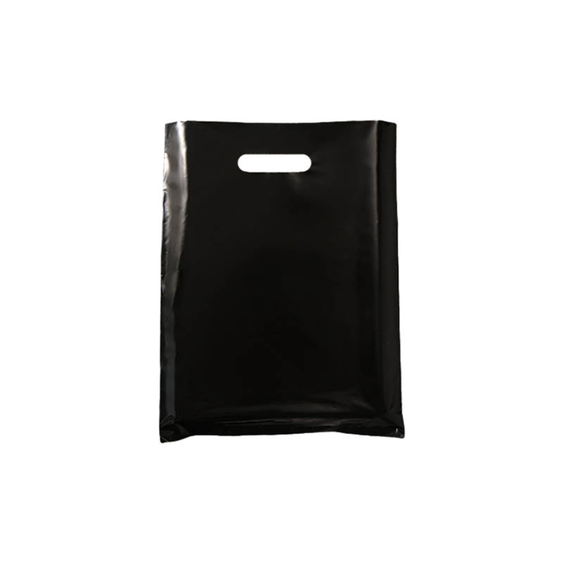 Medium Plastic Bags with Die Cut Handles 250x350mm Black - 100/Pack