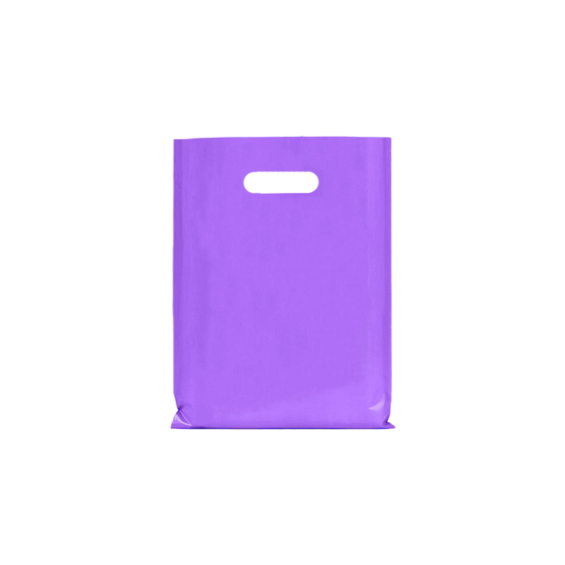 Small Plastic Bags with Die Cut Handles 200x300mm Purple - 100/Pack - dimensions