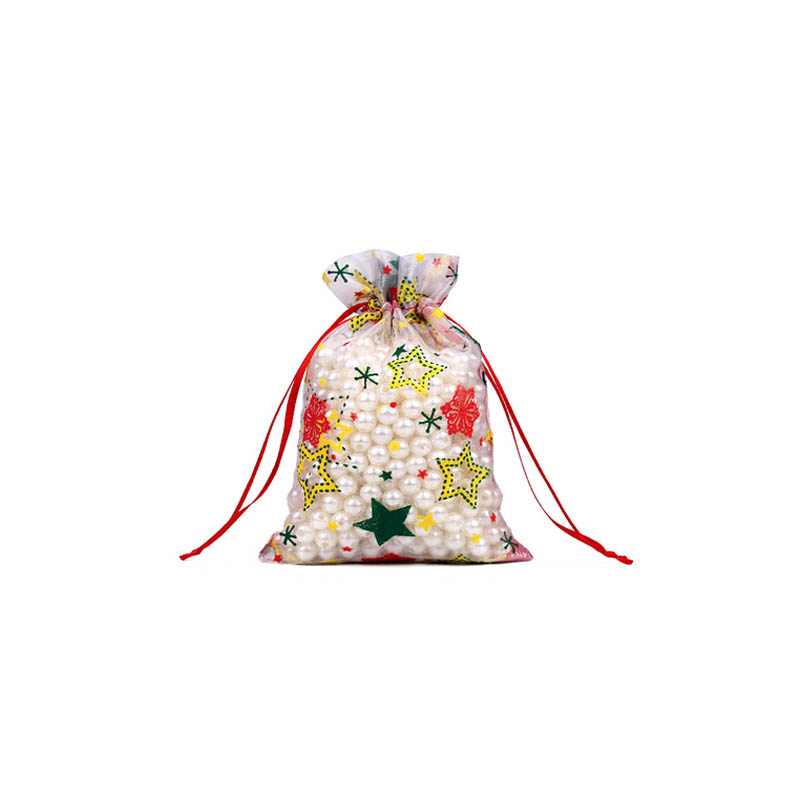 Christmas Organza Bags 100x150mm Pentagram Pattern - 50/Pack - dimensions