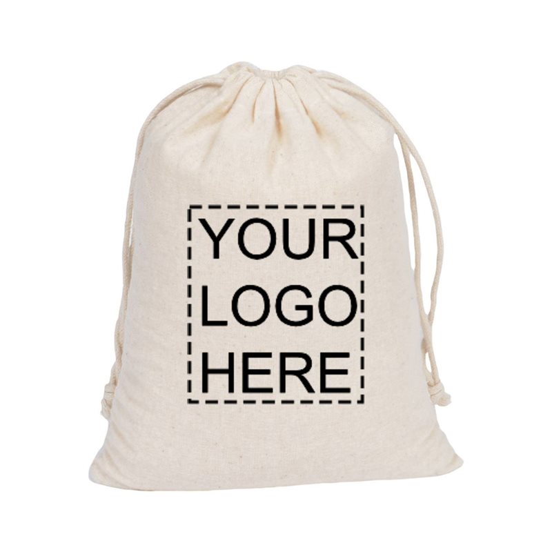 Custom Printed Large Calico Drawstring Bags 500x600mm - MOQ 100