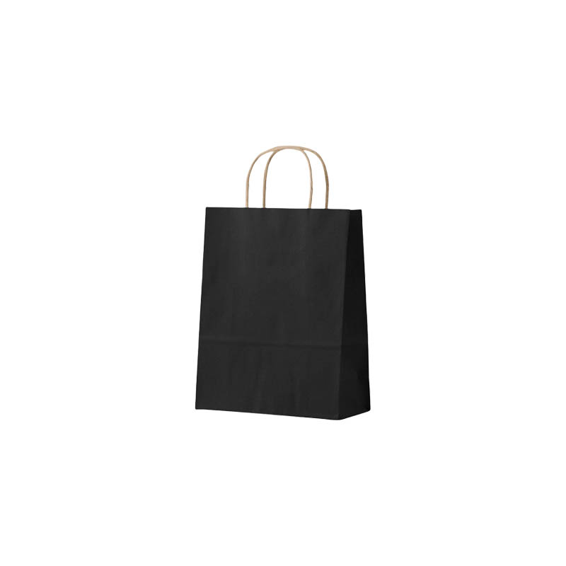 Mini Paper Bags Twisted Handles 150x210mm Black - 50/Pack - dimensions