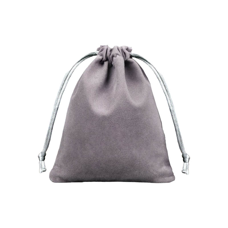 Velvet Drawstring Bags 200x250mm Grey - 50/Pack - dimensions