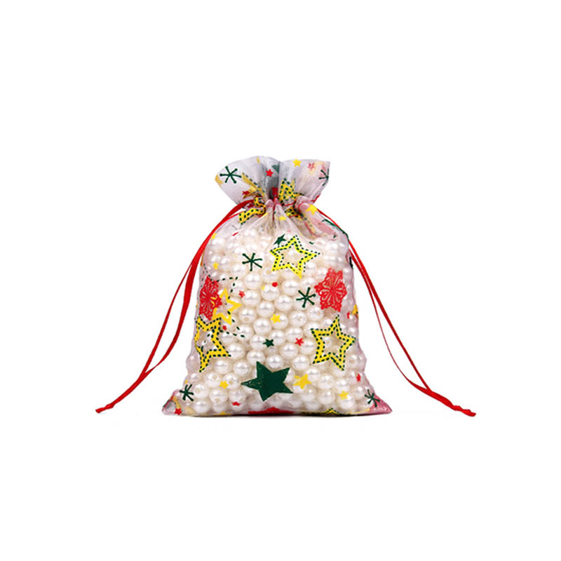 Christmas Organza Bags 130x180mm Pentagram Pattern - 50/Pack - dimensions