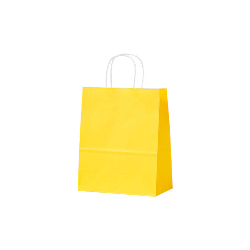 Small Paper Bags Twisted Handles 210x270mm Yellow - 50/Pack - dimensions