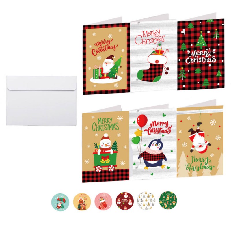 Christmas Greeting Cards 102x152mm Mixed Patterns - 6/Pack