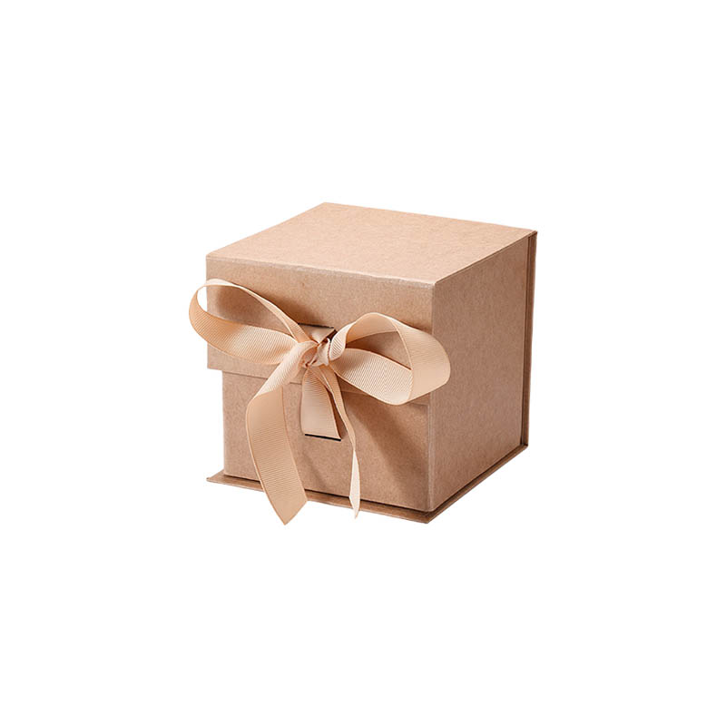 Magnetic Gift Box with Ribbon 120x120x120mm Brown - 50/Pack - dimensions