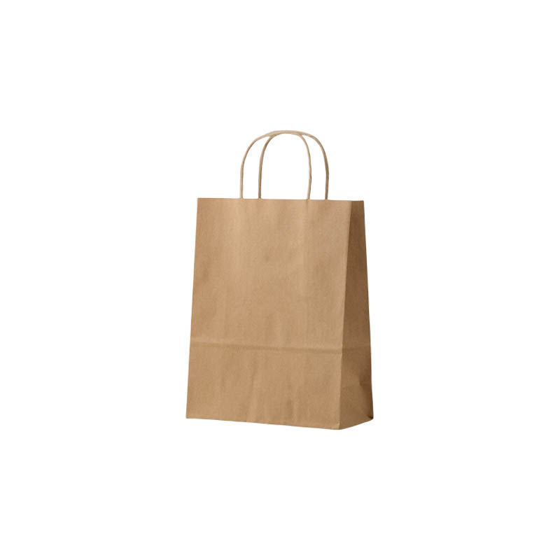 Mini Paper Bags Twisted Handles 160x265mm Brown - 50/Pack - dimensions